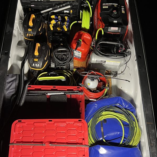 The mobile detailing rig loaded in the truck bed